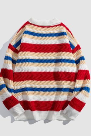 Style Core Aesthetics, New Style Trends Detachable Drawing Striped Sweater