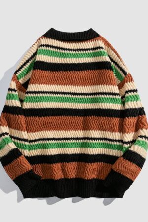 Style Core Aesthetics, New Style Trends Detachable Drawing Striped Sweater