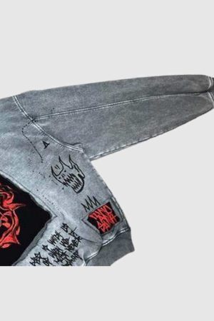 Style Core Aesthetics, New Style Trends Devil Patchwork Hoodie