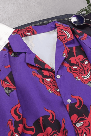 Style Core Aesthetics, New Style Trends Devil Print Summer Shirt