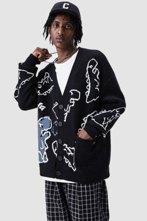 Style Core Aesthetics, New Style Trends Dinosaur Cardigan Sweater