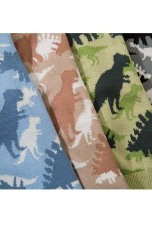 Style Core Aesthetics, New Style Trends Dinosaur Pattern Stitching Knit Sweater