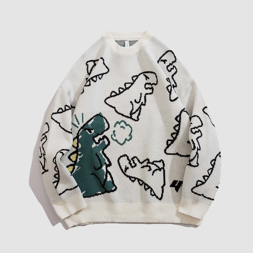 Style Core Aesthetics, New Style Trends Dinosaur Printed Sweater Style Core Aesthetics, New Style Trends Dinosaur Printed Sweater