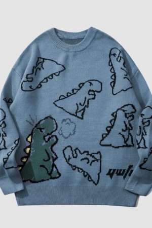 Style Core Aesthetics, New Style Trends Dinosaur Printed Sweater
