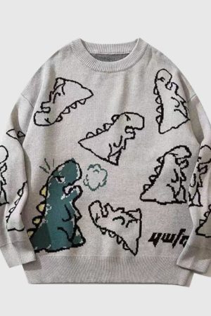 Style Core Aesthetics, New Style Trends Dinosaur Printed Sweater