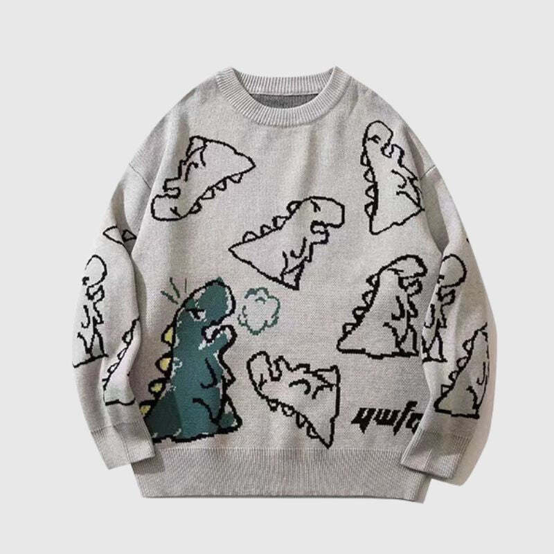 Style Core Aesthetics, New Style Trends Dinosaur Printed Sweater Style Core Aesthetics, New Style Trends Dinosaur Printed Sweater