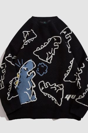 Style Core Aesthetics, New Style Trends Dinosaur Printed Sweater
