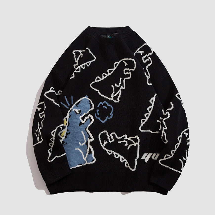 Style Core Aesthetics, New Style Trends Dinosaur Printed Sweater Style Core Aesthetics, New Style Trends Dinosaur Printed Sweater