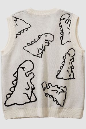 Style Core Aesthetics, New Style Trends Dinosaur Printed Vest Sweater