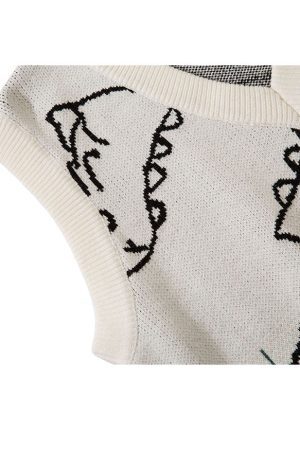 Style Core Aesthetics, New Style Trends Dinosaur Printed Vest Sweater