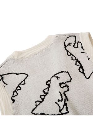 Style Core Aesthetics, New Style Trends Dinosaur Printed Vest Sweater