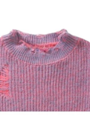 Style Core Aesthetics, New Style Trends Distressed Design Round Neck Sweater