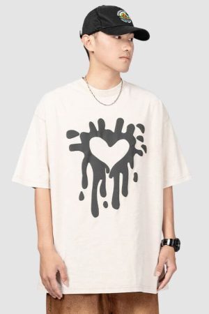 Style Core Aesthetics, New Style Trends Distressed Heart Print Tee