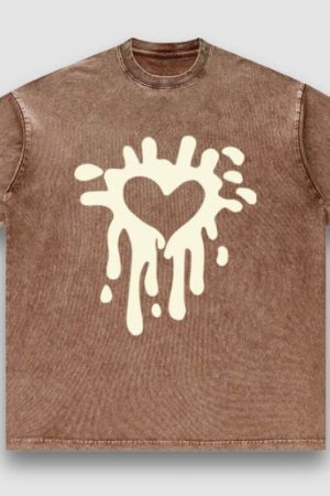 Style Core Aesthetics, New Style Trends Distressed Heart Print Tee