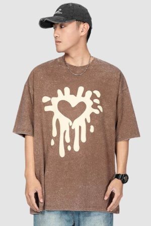 Style Core Aesthetics, New Style Trends Distressed Heart Print Tee