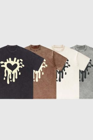 Style Core Aesthetics, New Style Trends Distressed Heart Print Tee