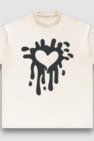 Style Core Aesthetics, New Style Trends Distressed Heart Print Tee
