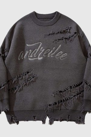 Style Core Aesthetics, New Style Trends Distressed Knit Pullover Sweater