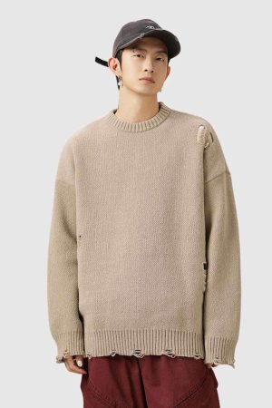Style Core Aesthetics, New Style Trends Distressed Knit Pullover Sweater