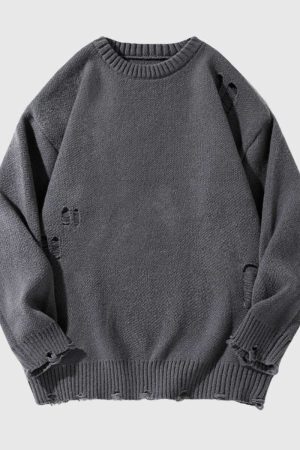 Style Core Aesthetics, New Style Trends Distressed Knit Pullover Sweater