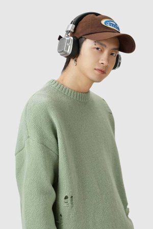 Style Core Aesthetics, New Style Trends Distressed Knit Pullover Sweater