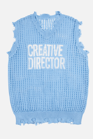 Style Core Aesthetics, New Style Trends Distressed Letter Knit Vest