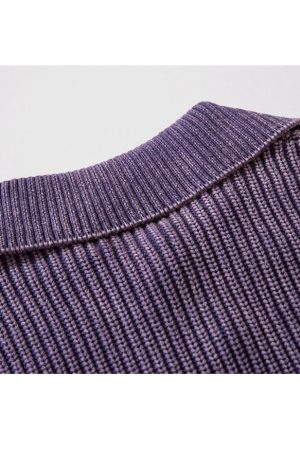 Style Core Aesthetics, New Style Trends Distressed & Ripped Turndown Collar Cropped Sweater