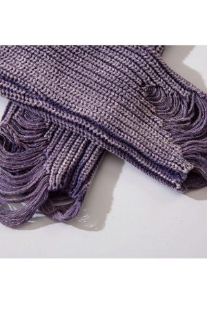 Style Core Aesthetics, New Style Trends Distressed & Ripped Turndown Collar Cropped Sweater