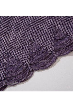 Style Core Aesthetics, New Style Trends Distressed & Ripped Turndown Collar Cropped Sweater