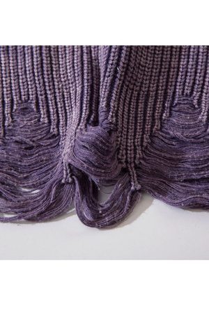 Style Core Aesthetics, New Style Trends Distressed & Ripped Turndown Collar Cropped Sweater