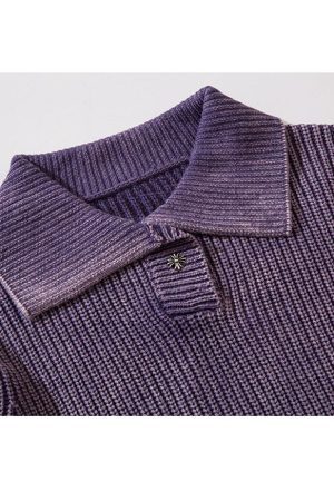 Style Core Aesthetics, New Style Trends Distressed & Ripped Turndown Collar Cropped Sweater