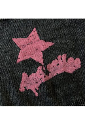 Style Core Aesthetics, New Style Trends Distressed Star Print Cropped Sweater