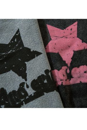 Style Core Aesthetics, New Style Trends Distressed Star Print Cropped Sweater