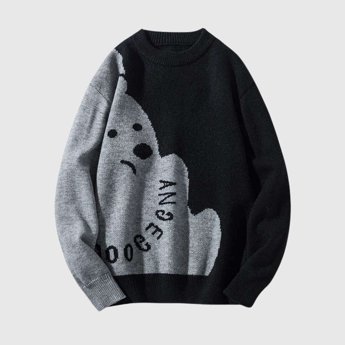 Style Core Aesthetics, New Style Trends Dog Graphic Two-Tone Sweater