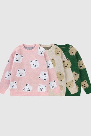 Style Core Aesthetics, New Style Trends Dog Pattern Knit Sweater