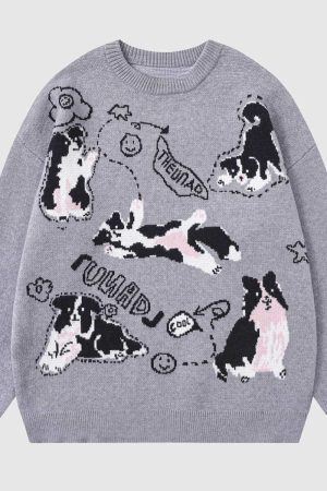 Style Core Aesthetics, New Style Trends Dog Pattern Knit Sweater