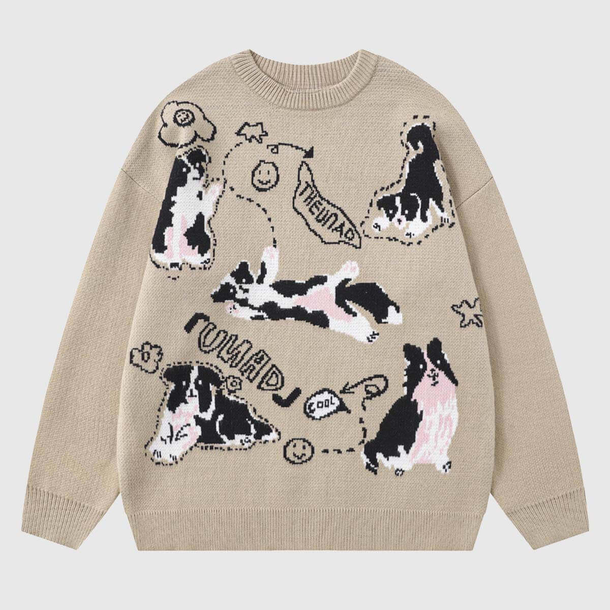 Style Core Aesthetics, New Style Trends Dog Pattern Knit Sweater Style Core Aesthetics, New Style Trends Dog Pattern Knit Sweater