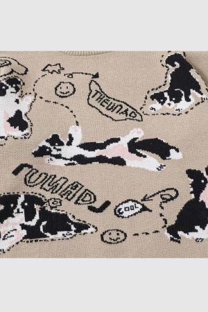 Style Core Aesthetics, New Style Trends Dog Pattern Knit Sweater