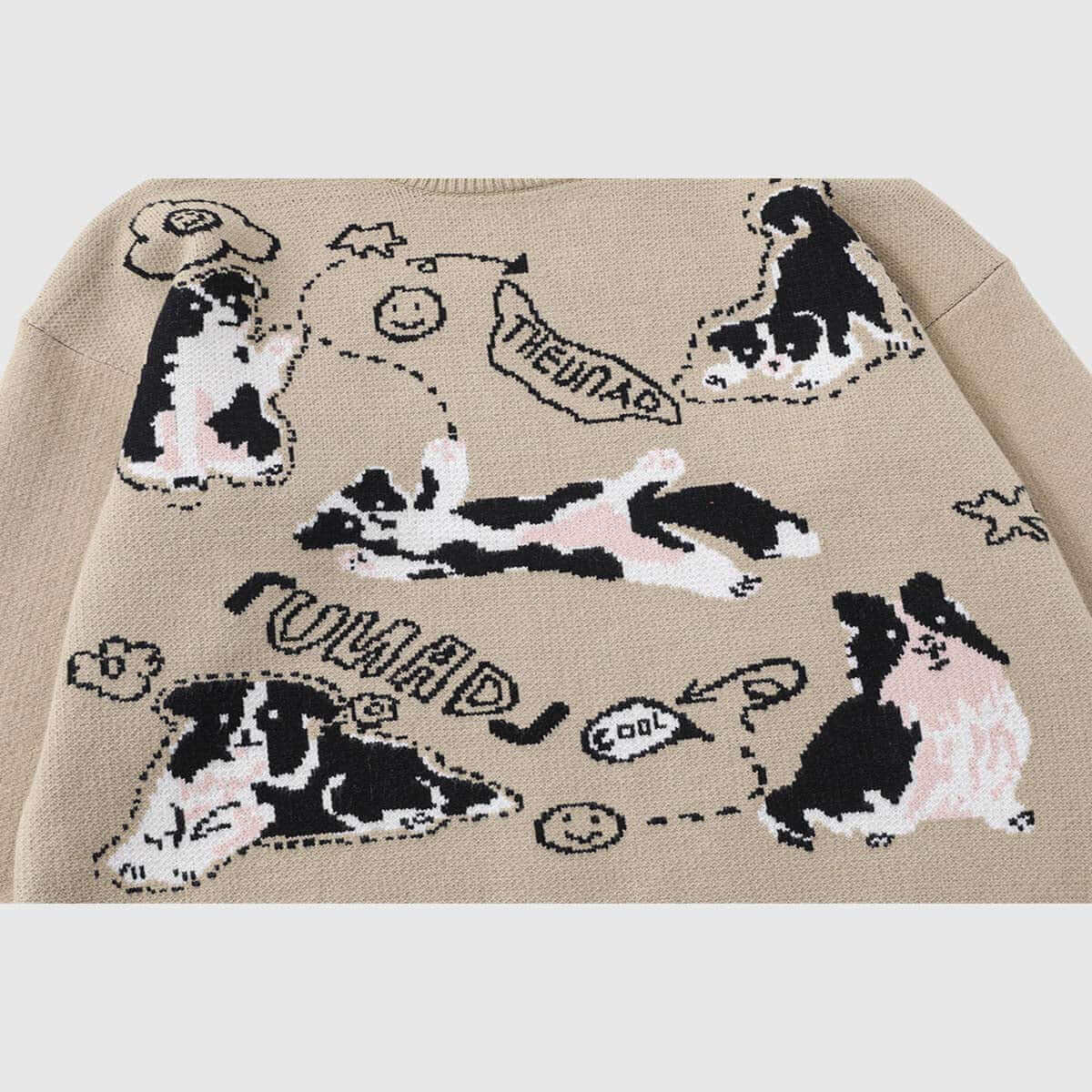 Style Core Aesthetics, New Style Trends Dog Pattern Knit Sweater Style Core Aesthetics, New Style Trends Dog Pattern Knit Sweater