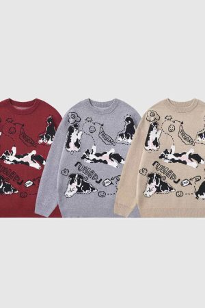 Style Core Aesthetics, New Style Trends Dog Pattern Knit Sweater