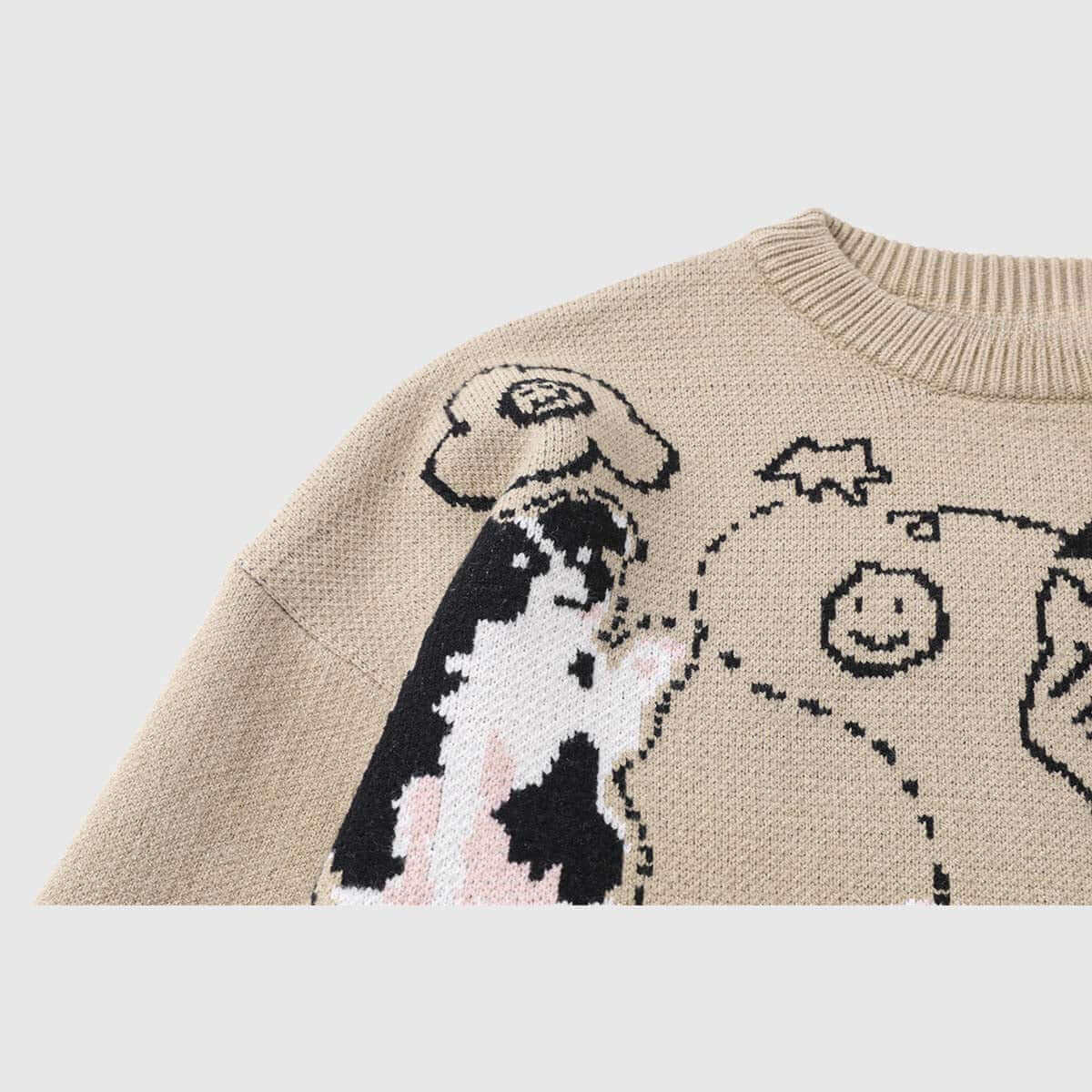 Style Core Aesthetics, New Style Trends Dog Pattern Oversized Knit Sweater Style Core Aesthetics, New Style Trends Dog Pattern Oversized Knit Sweater