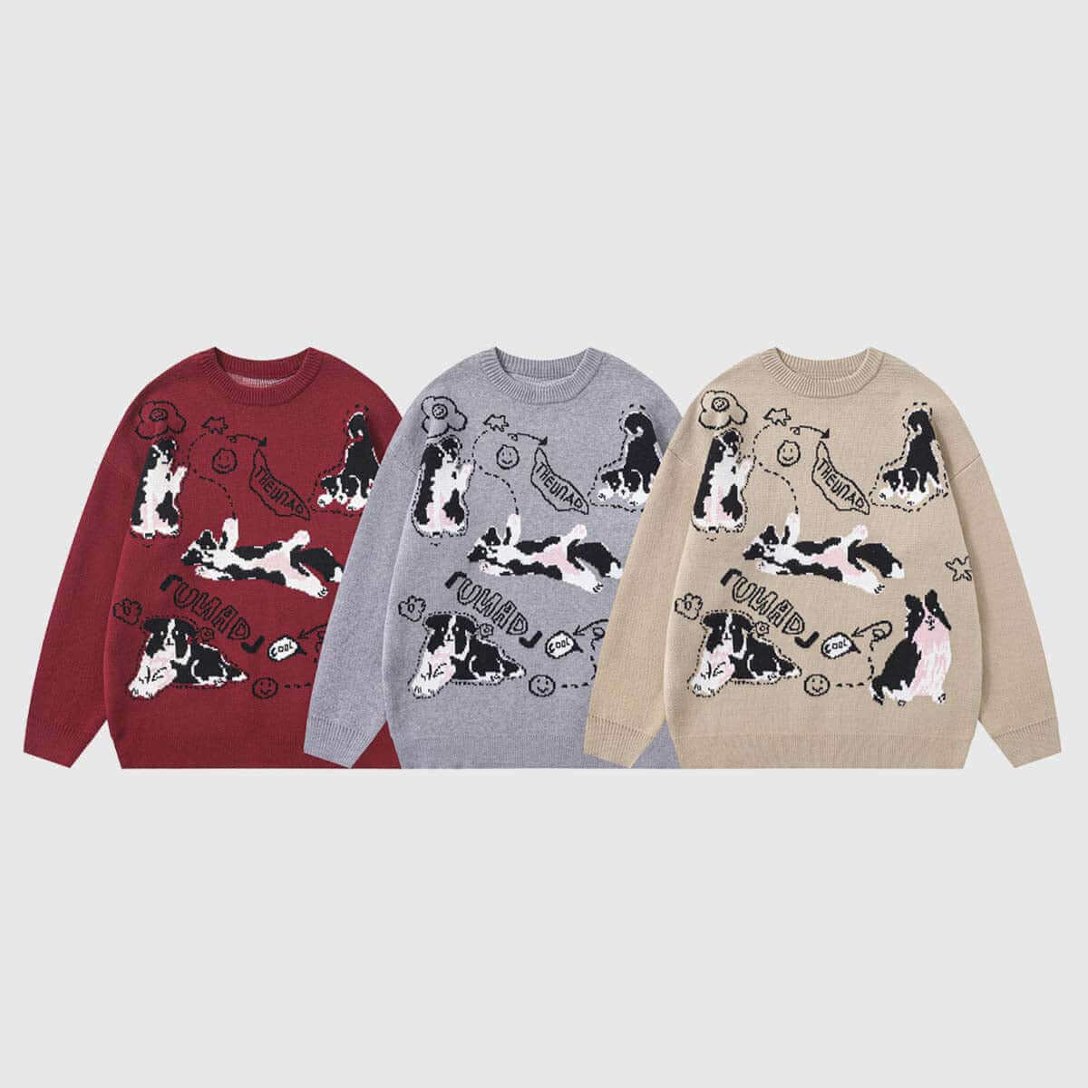 Style Core Aesthetics, New Style Trends Dog Pattern Oversized Knit Sweater Style Core Aesthetics, New Style Trends Dog Pattern Oversized Knit Sweater
