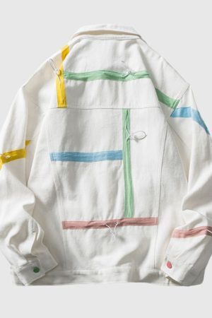Style Core Aesthetics, New Style Trends Dopamine Colorblock Tape-Paneled Jacket
