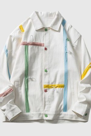 Style Core Aesthetics, New Style Trends Dopamine Colorblock Tape-Paneled Jacket