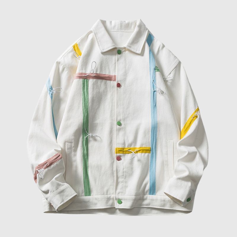 Style Core Aesthetics, New Style Trends Dopamine Colorblock Tape-Paneled Jacket