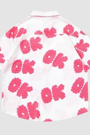 Style Core Aesthetics, New Style Trends Dopamine 'OK' Print Shirts