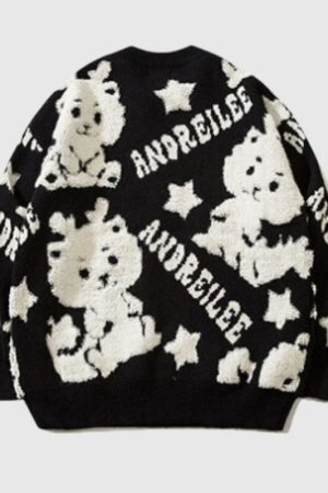 Style Core Aesthetics, New Style Trends Dragon-Inspired Cartoon Pattern Sweater