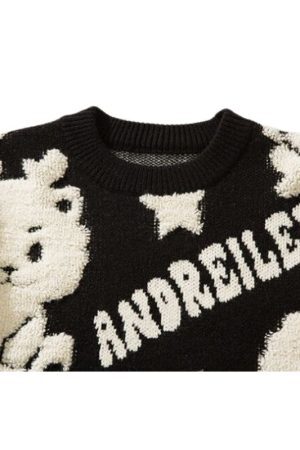 Style Core Aesthetics, New Style Trends Dragon-Inspired Cartoon Pattern Sweater
