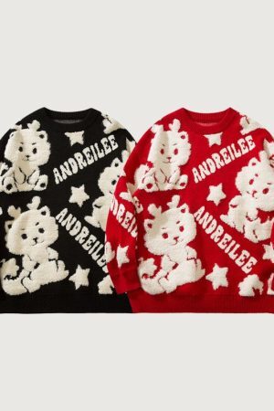 Style Core Aesthetics, New Style Trends Dragon-Inspired Cartoon Pattern Sweater