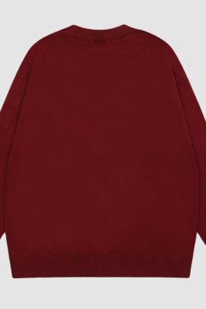 Style Core Aesthetics, New Style Trends Dragon Pattern Jacquard Letter Embroidered Sweater